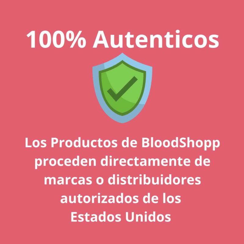 Sello de autenticidad de productos BloodShopp con escudo verde