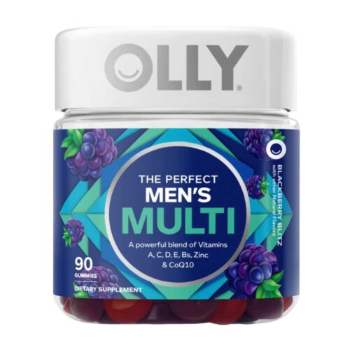 Frasco de gomitas Olly Men's Multi con mezcla de vitaminas para hombres.