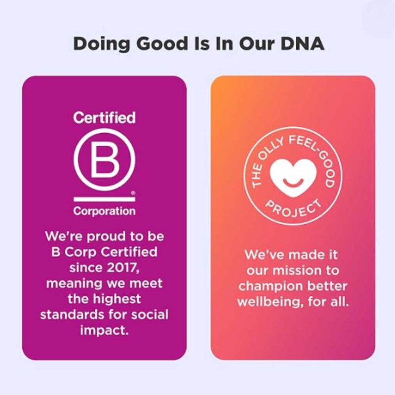 Certificaciones B Corp y compromiso social de la marca OLLY