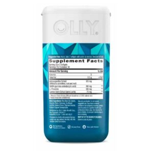 Tabla nutricional del suplemento OLLY Goodbye Stress con ingredientes activo