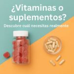 Comparación entre vitaminas en gomitas y suplementos en cápsulas sobre fondo dividido