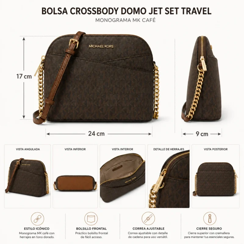 Bolsa Crossbody Michael Kors Monograma Café