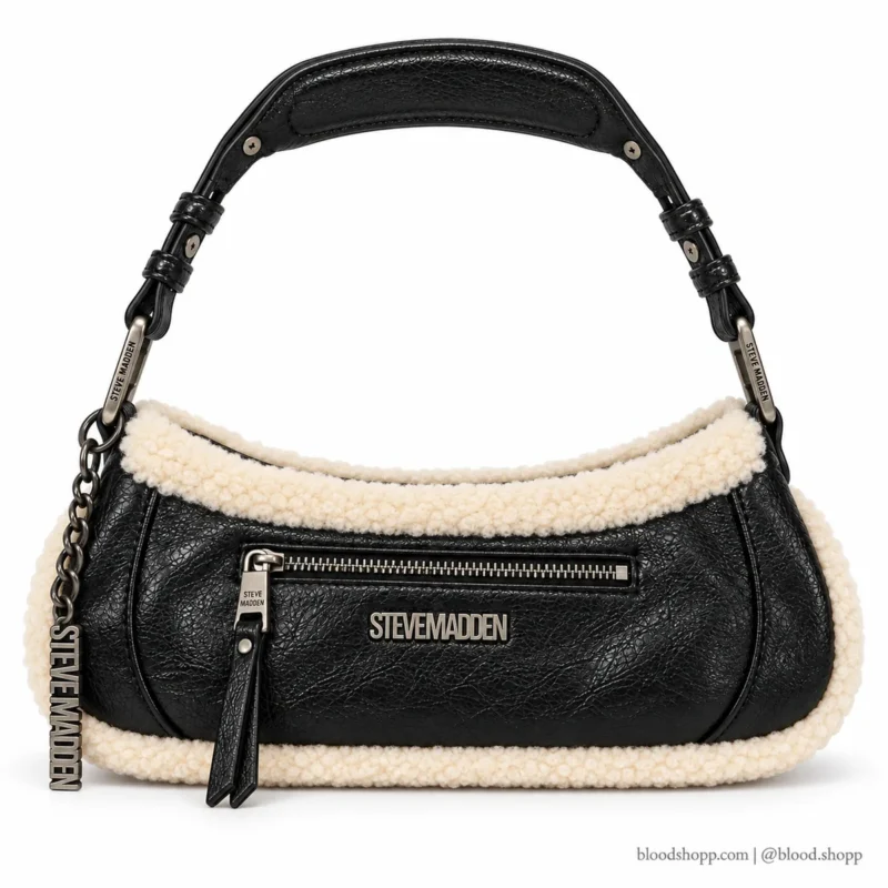 Bolsa Shoulder Steve Madden BSLOANE2 Negra con Borrega