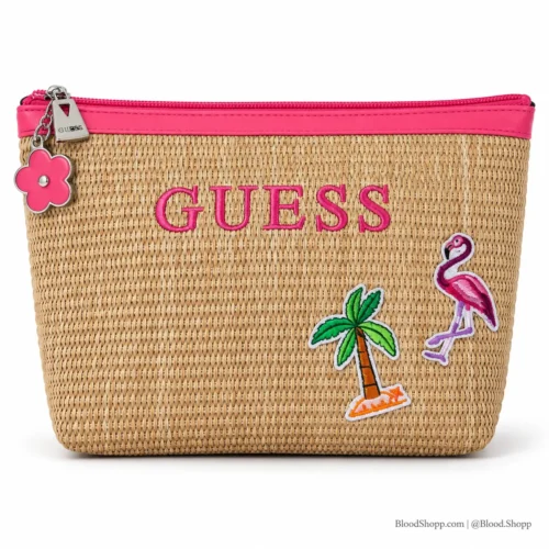 Cosmetiquera Guess Emma Travel Pink Multi Efecto Rafia
