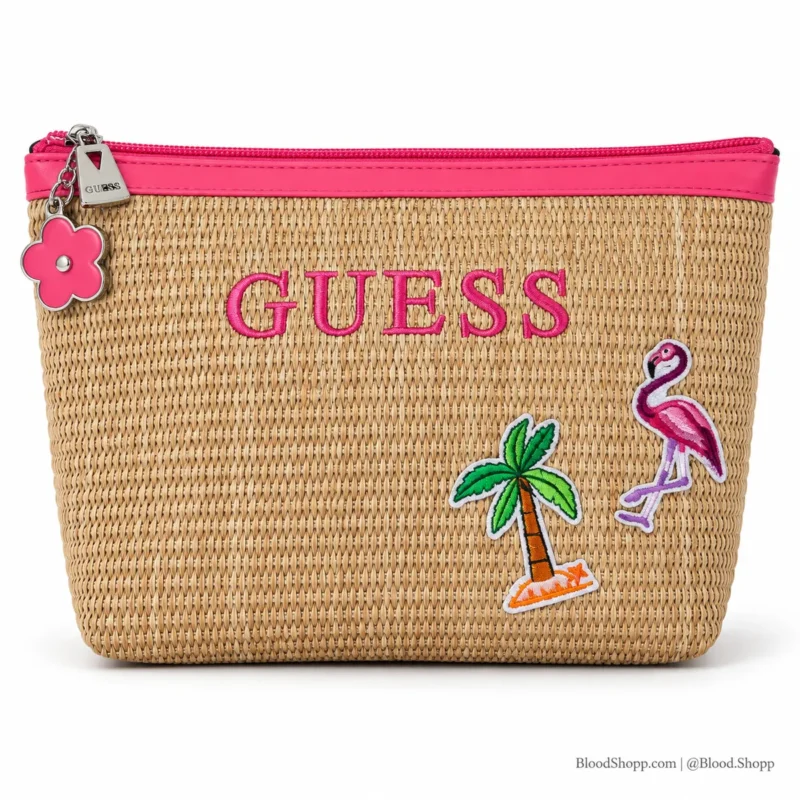 Cosmetiquera Guess Emma Travel Pink Multi Efecto Rafia