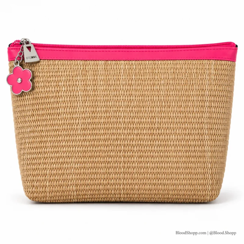 Cosmetiquera Guess Emma Travel Pink Multi Efecto Rafia