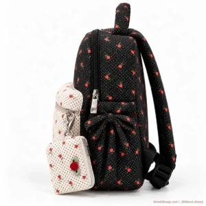 Mochila Mini Madden Girl Negra/Crema con Rosas y Carterita Desmontable