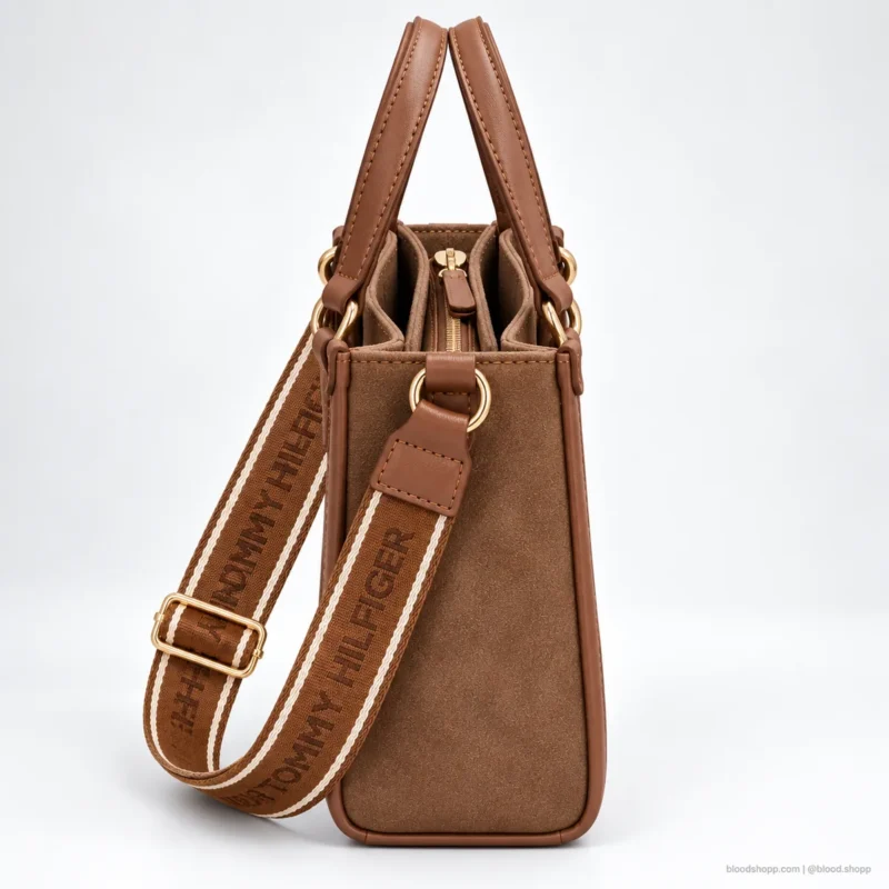 Bolsa Mini Tote Tommy Hilfiger Café Cognac con Correa Logo