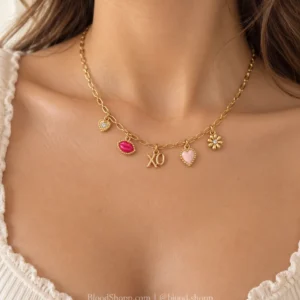 Collar Kendra Scott Henley Charm Strand Gold/Pink Mix