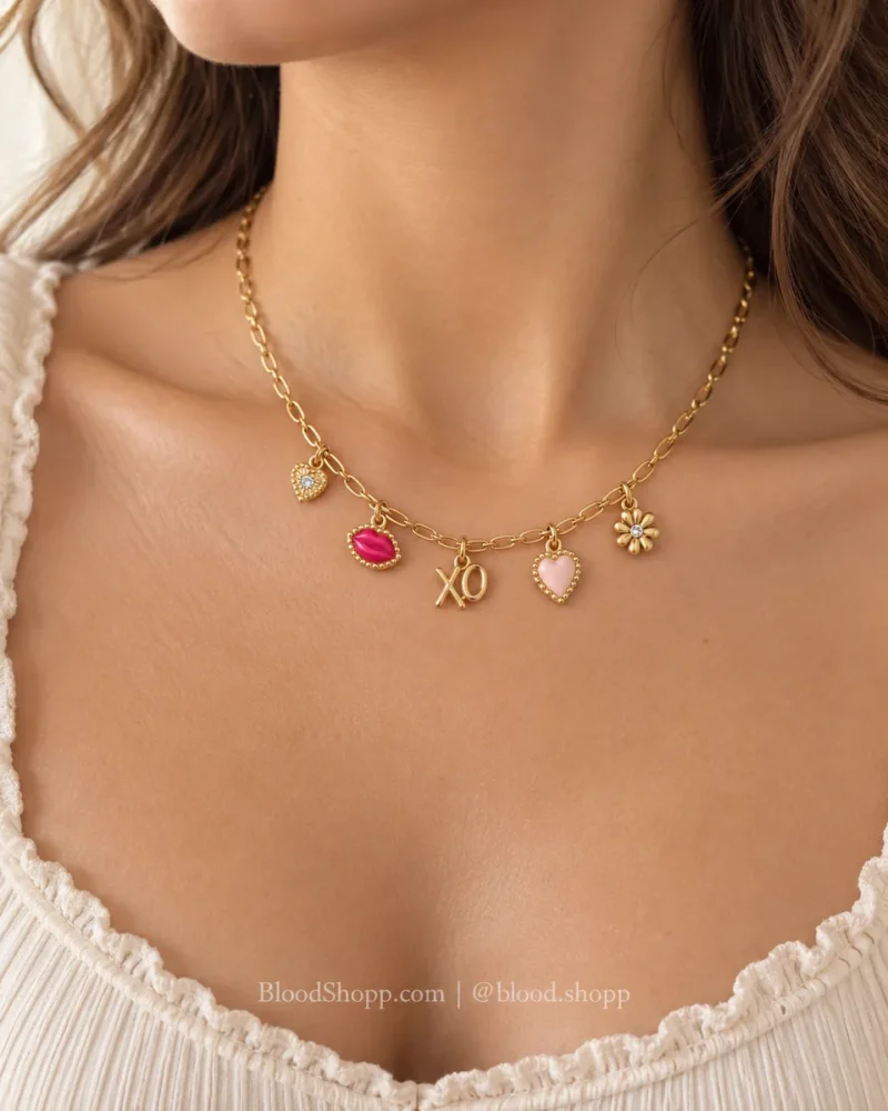 Collar Kendra Scott Henley Charm Strand Gold/Pink Mix