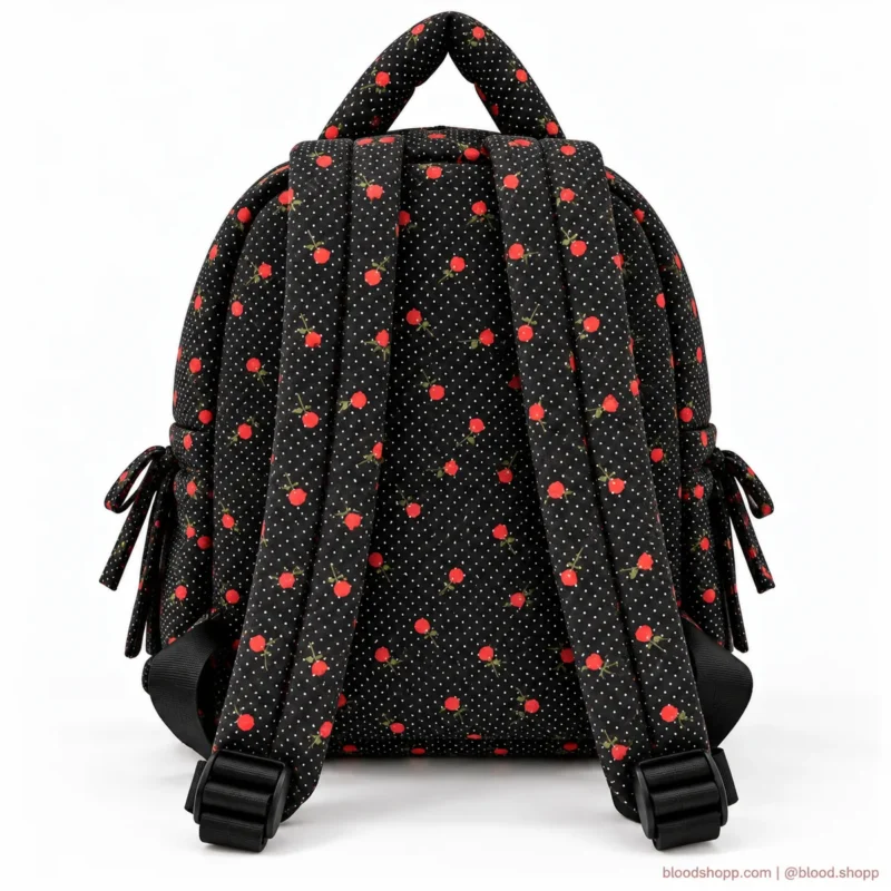 Mochila Mini Madden Girl Negra/Crema con Rosas y Carterita Desmontable