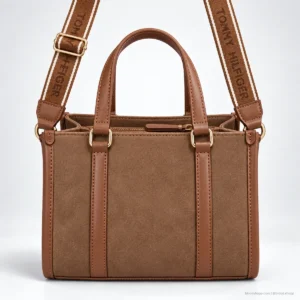 Bolsa Mini Tote Tommy Hilfiger Café Cognac con Correa Logo