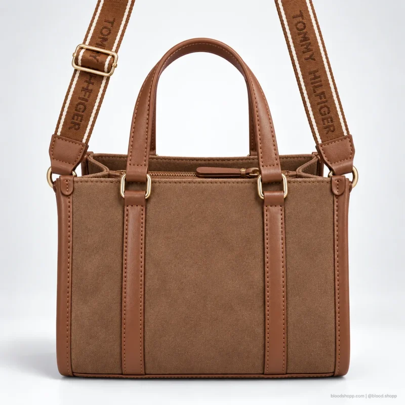 Bolsa Mini Tote Tommy Hilfiger Café Cognac con Correa Logo
