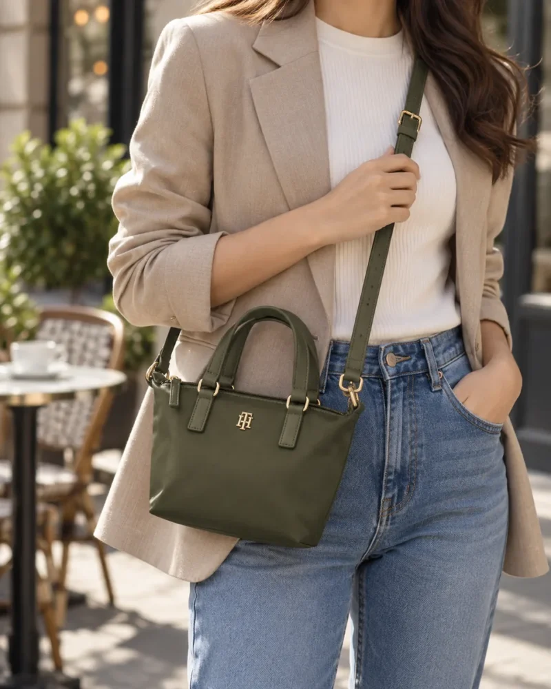Bolso Mini Tote Crossbody Tommy Hilfiger Meredith II Verde Oliva