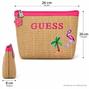 Cosmetiquera Guess Emma Travel Pink Multi Efecto Rafia