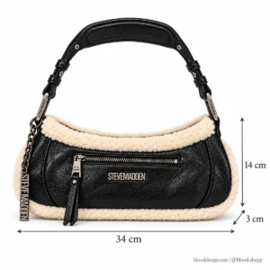 Bolsa Shoulder Steve Madden BSLOANE2 Negra con Borrega