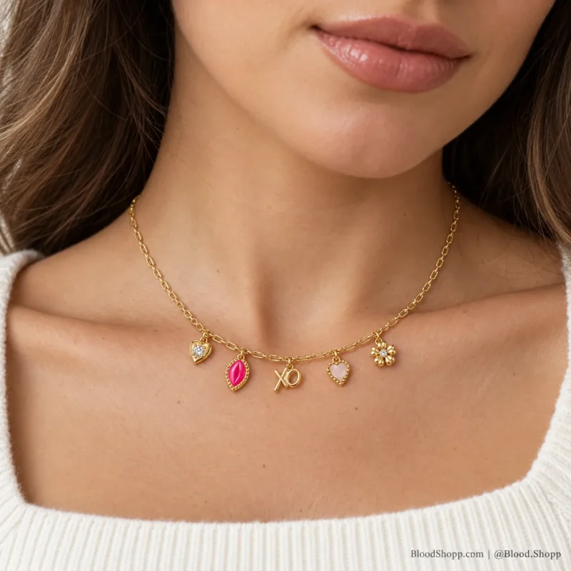 Collar Kendra Scott Henley Charm Strand Gold/Pink Mix
