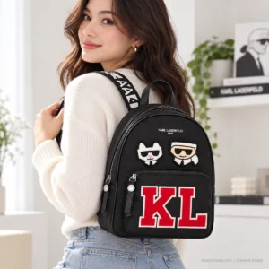 Mochila Karl Lagerfeld Paris Khloe Amour LH5KX8CD Negra con Parches KL