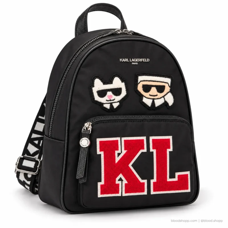 Mochila Karl Lagerfeld Paris Khloe Amour LH5KX8CD Negra con Parches KL