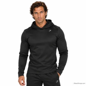 Gymshark Training Hoodie negra para hombre vista frontal