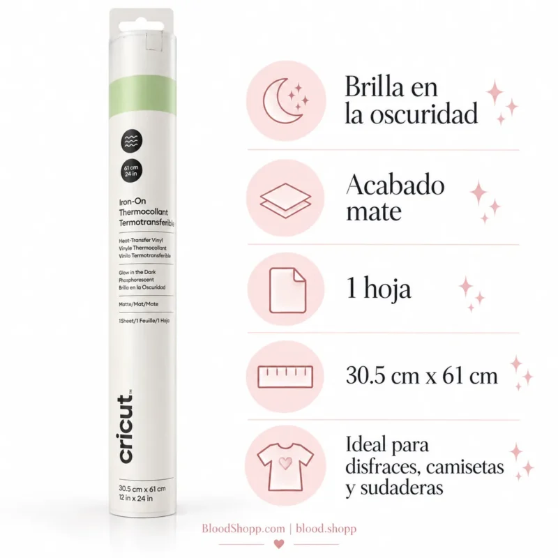 Beneficios del vinilo Cricut Glow-in-the-Dark mate de 30.5 × 61 cm