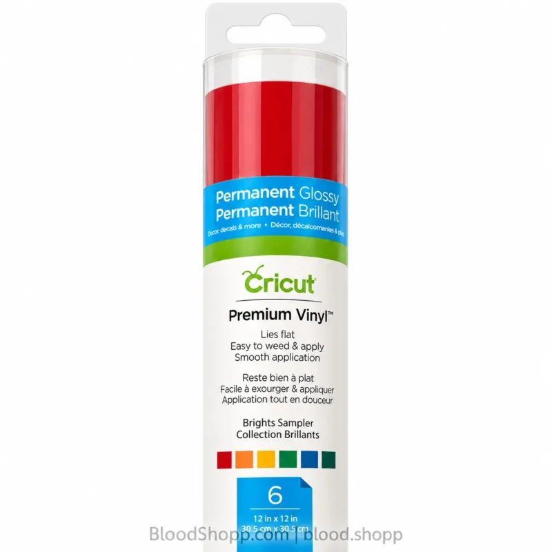 Detalle frontal Cricut Premium Vinyl Brights Sampler de 6 hojas 30.5 x 30.5 cm