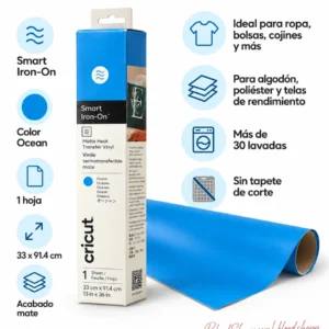 Características del Cricut Smart Iron-On Ocean para personalización de textiles