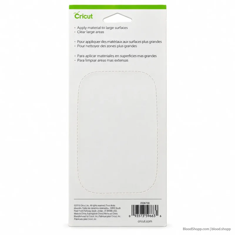 Reverso del empaque Cricut XL Scraper original con código de barras e información del producto