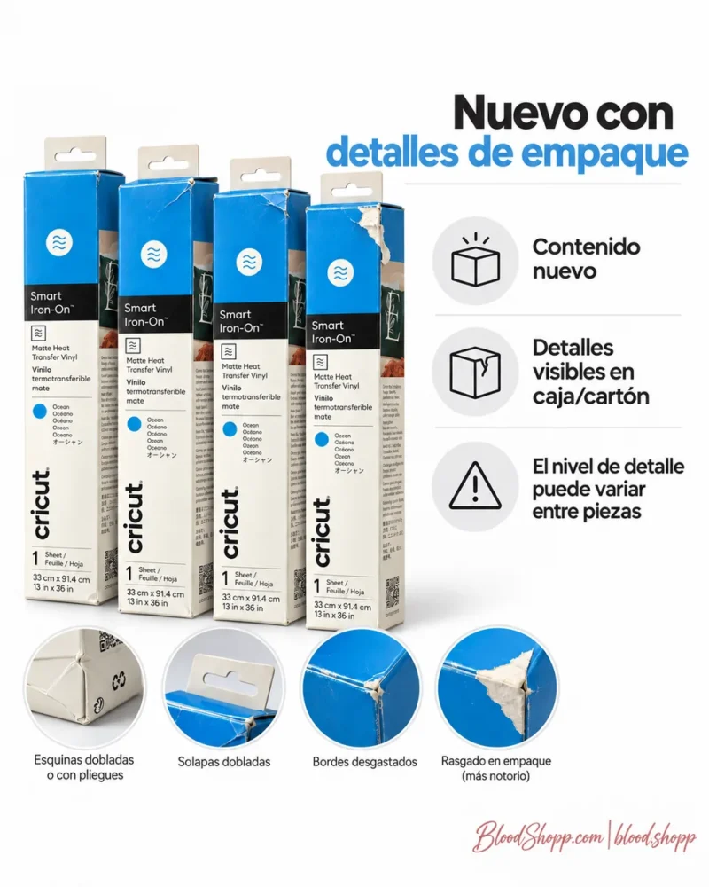 Cricut Smart Iron-On Ocean nuevo con detalle de empaque