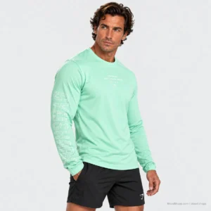 Playera Gymshark verde de manga larga talla S vista lateral