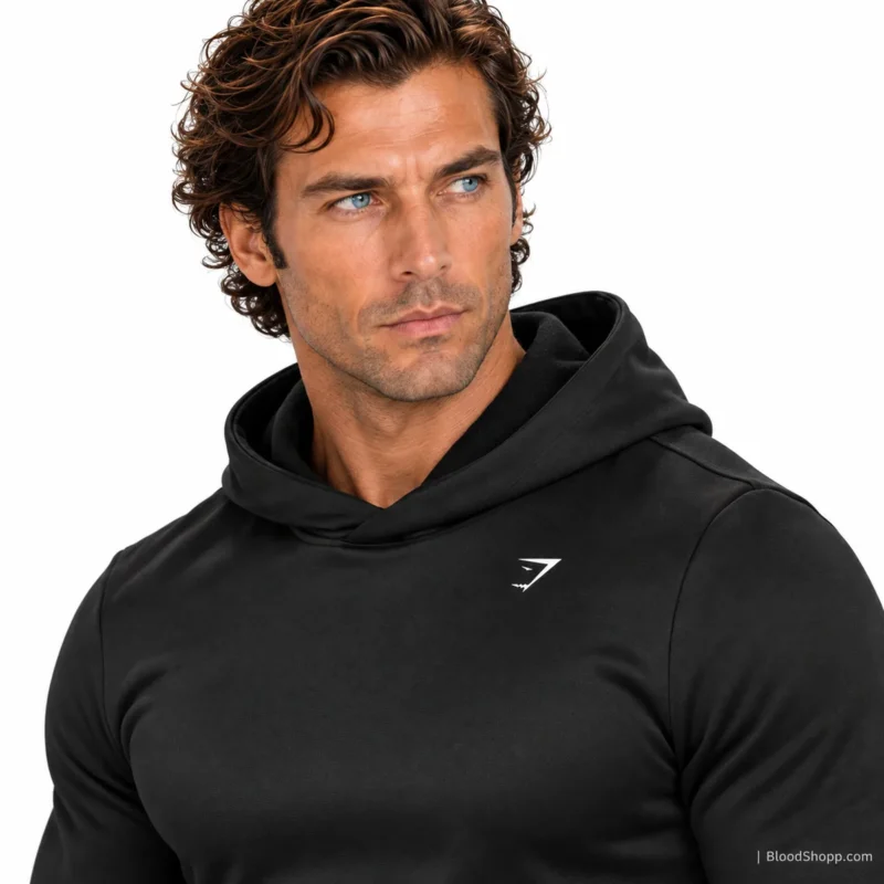 Detalle de capucha y logo Gymshark Training Hoodie negra