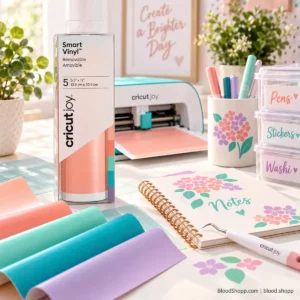 Cricut Joy Smart Vinyl Removable Hydrangeas Sampler en uso para proyecto creativo